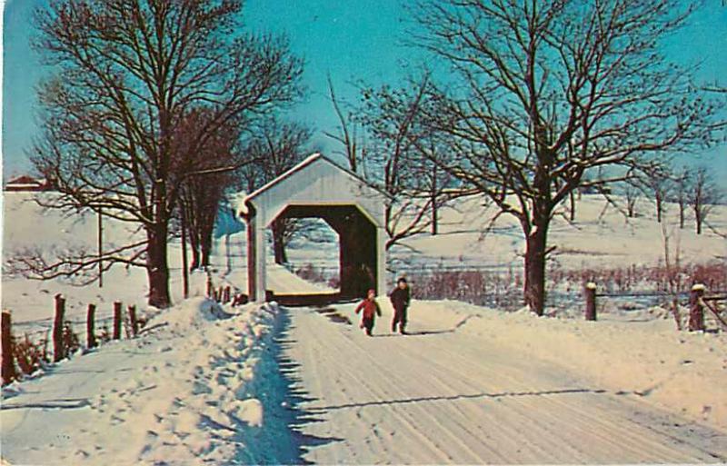 Snow Capped Mill Seat Covered Bridge, Lisbon, Ohio OH