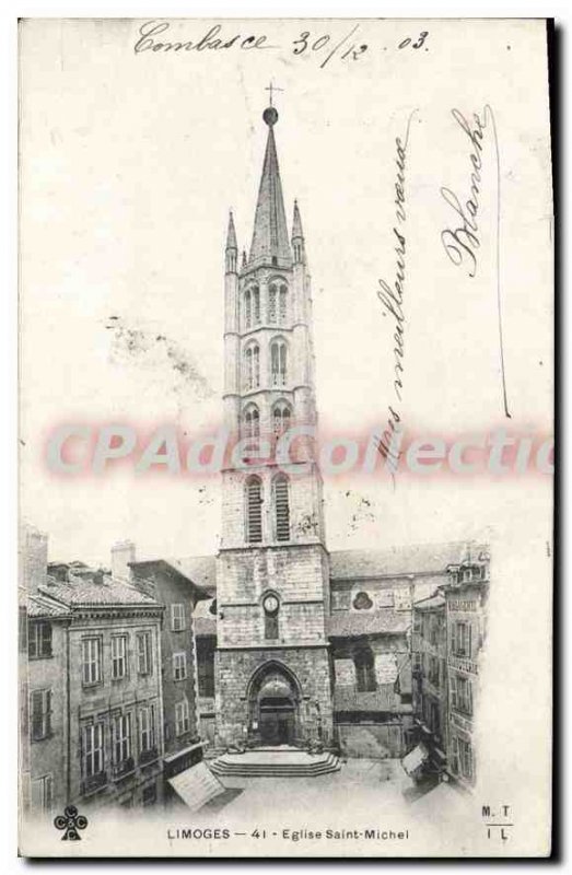 Old Postcard Limoges Eglise Saint Michel