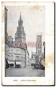 Old Postcard Ghent Belfry and St. Bavo