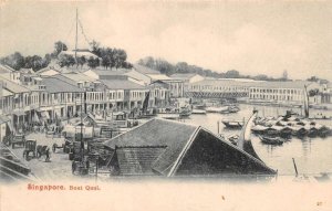 Singapore Boat Quai Harbor View Vintage Postcard AA69846