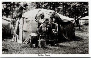 Postcard Indian Chief in front of his home~138890