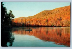 c1960 Manchester Vermont Postcard Lake Equinox Rainbow Trout Fishing Boats Shore