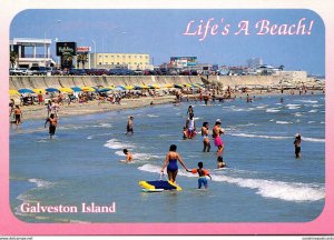 Texas Galveston Island Beach Scene Along Seawall