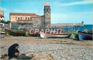 Modern Postcard La Cote Vermeille Collioure (Pyr Gold) On Ravandage port Nets