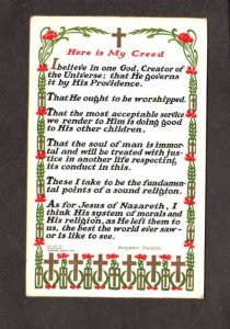 Vintage Sheahan's Good Mottos My Creed Benjamin Franklin Religious Postcard