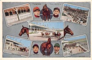 TIJUANA FAVORITES Sunset Inn, Monte Carlo Horse Race Track 1930 Vintage Postcard