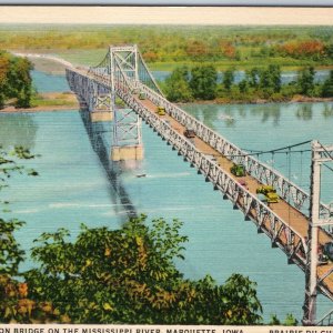 1936 Marquette IA Prairie du Chien WI Mississippi Bridge History Info CT PC A197