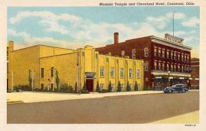 Conneaut Ohio Masonic Temple Cleveland Hotel Antique Postcard K20634