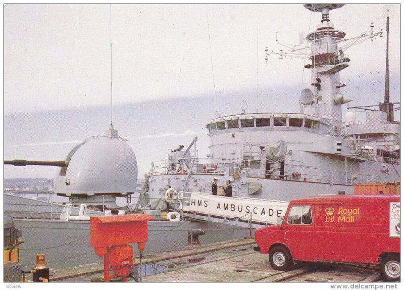 Royal Mail delivered to HMS Ambuscade , PLYMOUTH DOCK , Devon , England , 50-70s