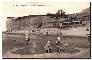 Mesnil Val - The Beach and the Casino - Old Postcard