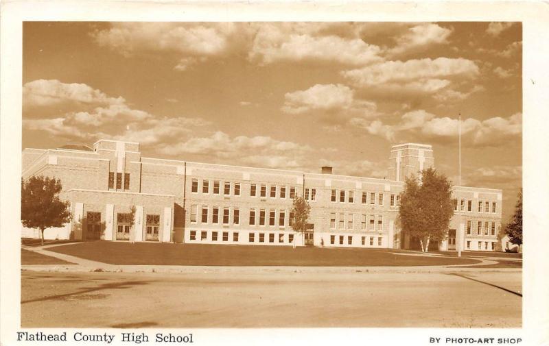 E35/ Kalispell Montana Mt Photo RPPC Postcard c40s Flathead County High School