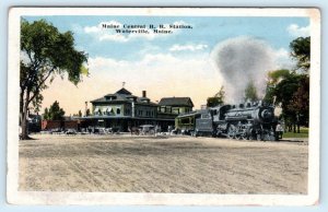 WATERVILLE, ME ~ Train Depot MAINE CENTRAL RAILROAD STATION 1910s-20s Postcard