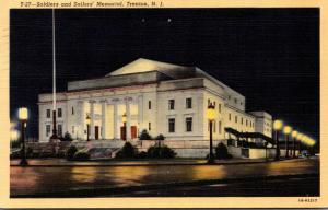 New Jersey Trenton Soldiers and Sailors Memorial At Night 1943 Curteich