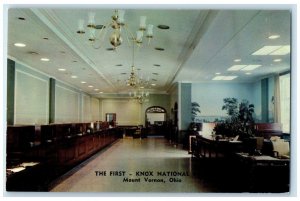 c1960 First Knox National Interior Building Mount Vernon Ohio Vintage Postcard