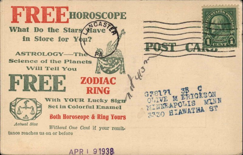 Zodiacal Signs Zodiac Horoscope Astrology Zodiac Ring Ad Advertising Vintage PC