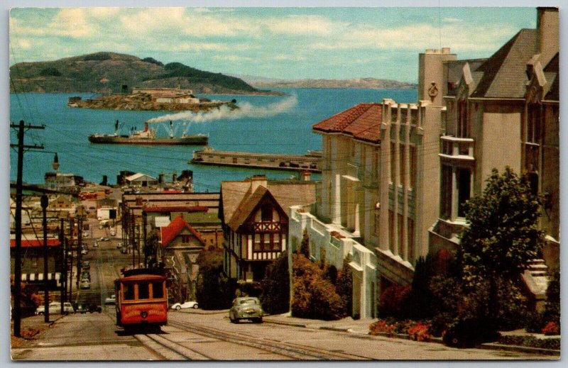 San Francisco California 1960s Postcard Cable Car Hyde Street
