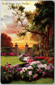 Floral Scenes From Florida FL Gardens Landscape of Trees and Flowers Postcard