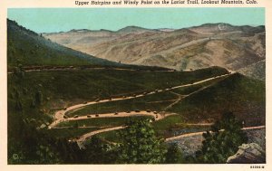 Vintage Postcard Upper Hairpins Windy Point Lariat Trail Lookout Mountain Colo.