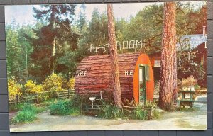 Vintage Postcard 1970's Restrooms at Grundy's Redwood Terrace Garberville CA