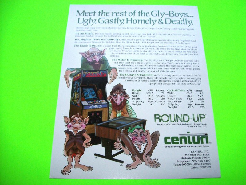 Round Up 1981 Original NOS Video Arcade Game Promo Sales Flyer Vintage