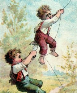 1880s Clark's ONT Spool Cotton Children Flying Kite P101