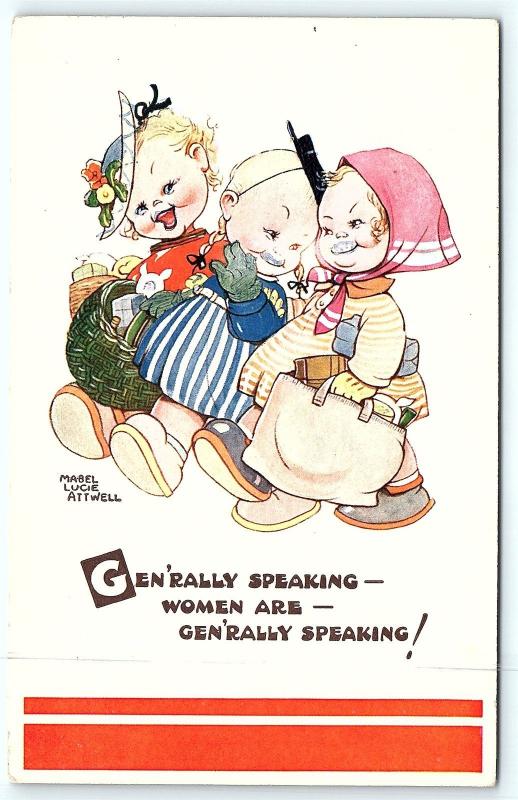 Postcard A/S Mabel Attwell Gen'rally Speaking Women Are Gen'rally Speaking A2