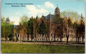 Academy Of Our Lady Of Lourdes Rochester Minnesota MN Grounds & Trees Postcard