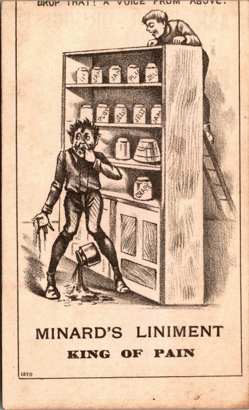 Minard's Liniment - DROP ACCIDENT -  Boston, Mass. VICTORIAN Trade Card