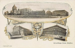 Famous Buildings / Greetings from Boston, Massachusetts, 1902 Postcard, Unused