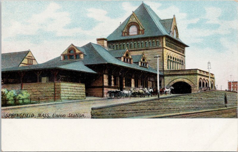 Springfield MA Union Station Train Depot Unused Postcard G73 