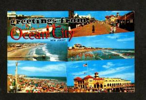 NJ Greeting From Ocean City New Jersey Postcard PC 1963 Lifeguards Beach View