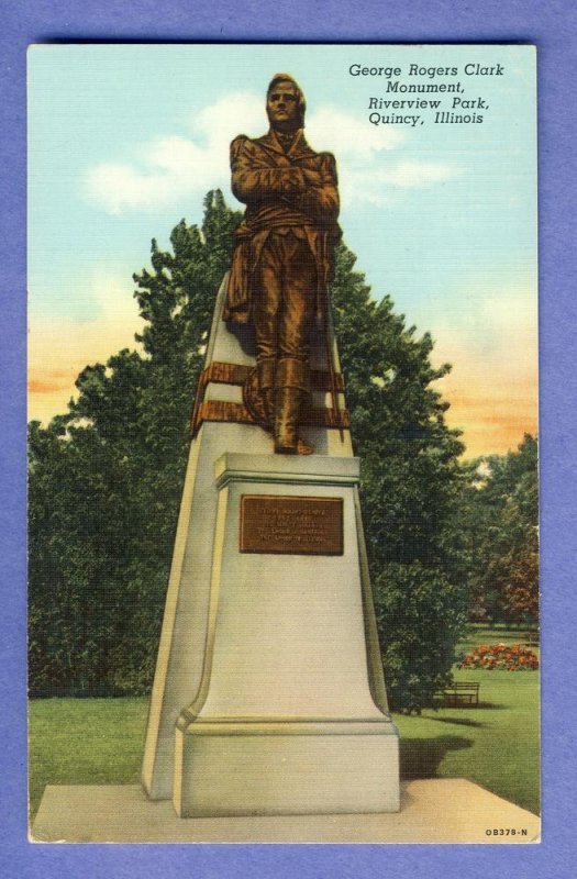 Quincy, Illinois/ILPostcard, Clark Monument/Riverview Park