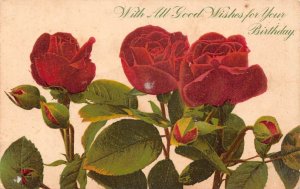 B230 Birthday Greetings Roses Flowers vintage postcard