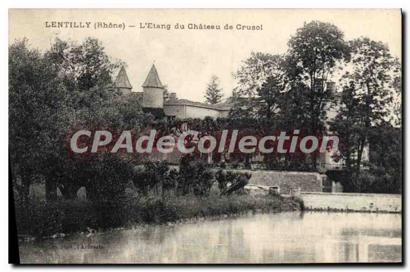 Old Postcard Lentilly Rhone L'Etang du Chateau Crusol