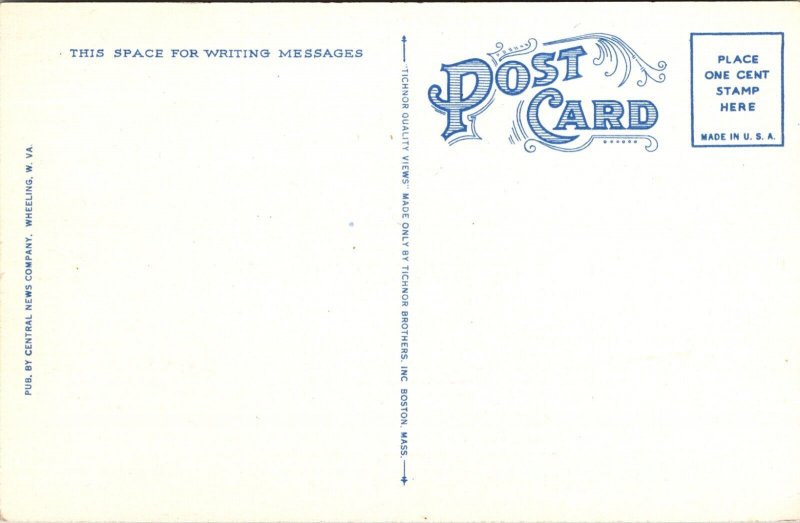 Suspension Bridge Wheeling West Virginia Postcard