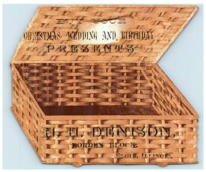 1880's Die-Cut Basket H.H Denison Christmas Wedding & Birthday Presents B 7D