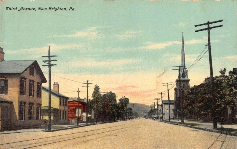 Postcard Third Avenue in New Brighton, Pennsylvania~121198