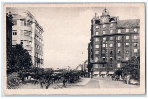 c1940's View of Buildings in Pilsen Czech Republic Unposted Vintage Postcard