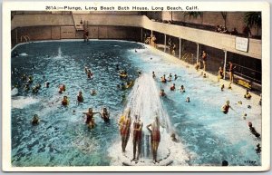 Long Beach CA-California, Plunge, Bath House, Resort Destination, Postcard