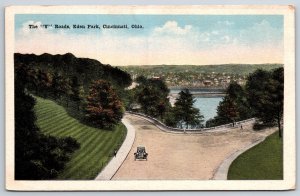 Cincinnati Ohio~Scenic Air View Of The Y Roads @ Eden Park~Vintage Postcard