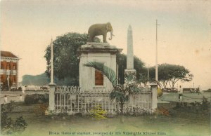 c1910 Postcard; Bronze Statue of Elephant Presented by King of Siam, Singapore