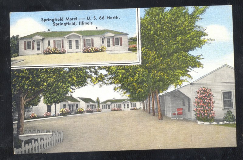 SPRINGFIELD ILLINOIS ROUTE 66 SPRINGFIELD MOTEL VINTAGE ADVERTISING POSTCARD