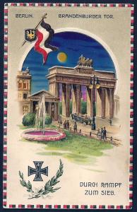 Brandenbrug Gate Berlin Germany HOLD TO LIGHT used c1910's