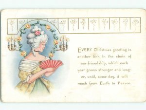 Pre-Linen christmas PRETTY COLONIAL ERA WOMAN WITH PHAM k1753