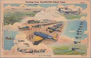 Curt Teich Postcard Military Greetings from Ellington Field Texas TX