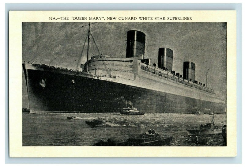 Antique The Queen Mary, New Cunard White Star Superliner Nice Postcard unused G1