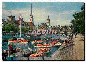 Modern Postcard Zurich Fraumunster Limmatidyll mir u Peterkirche