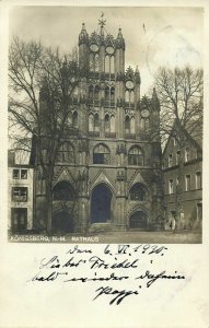 poland germany, KÖNIGSBERG CHOJNA, Rathaus, Town Hall (1930) RPPC Postcard