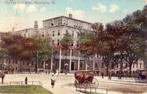 1916 THE VAN NESS HOTEL, BURLINGTON, VT. horse-drawn carriages