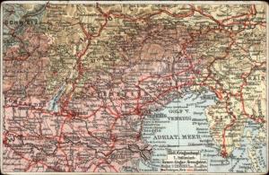 ITALY c1910 Detailed Map c1910 Postcard